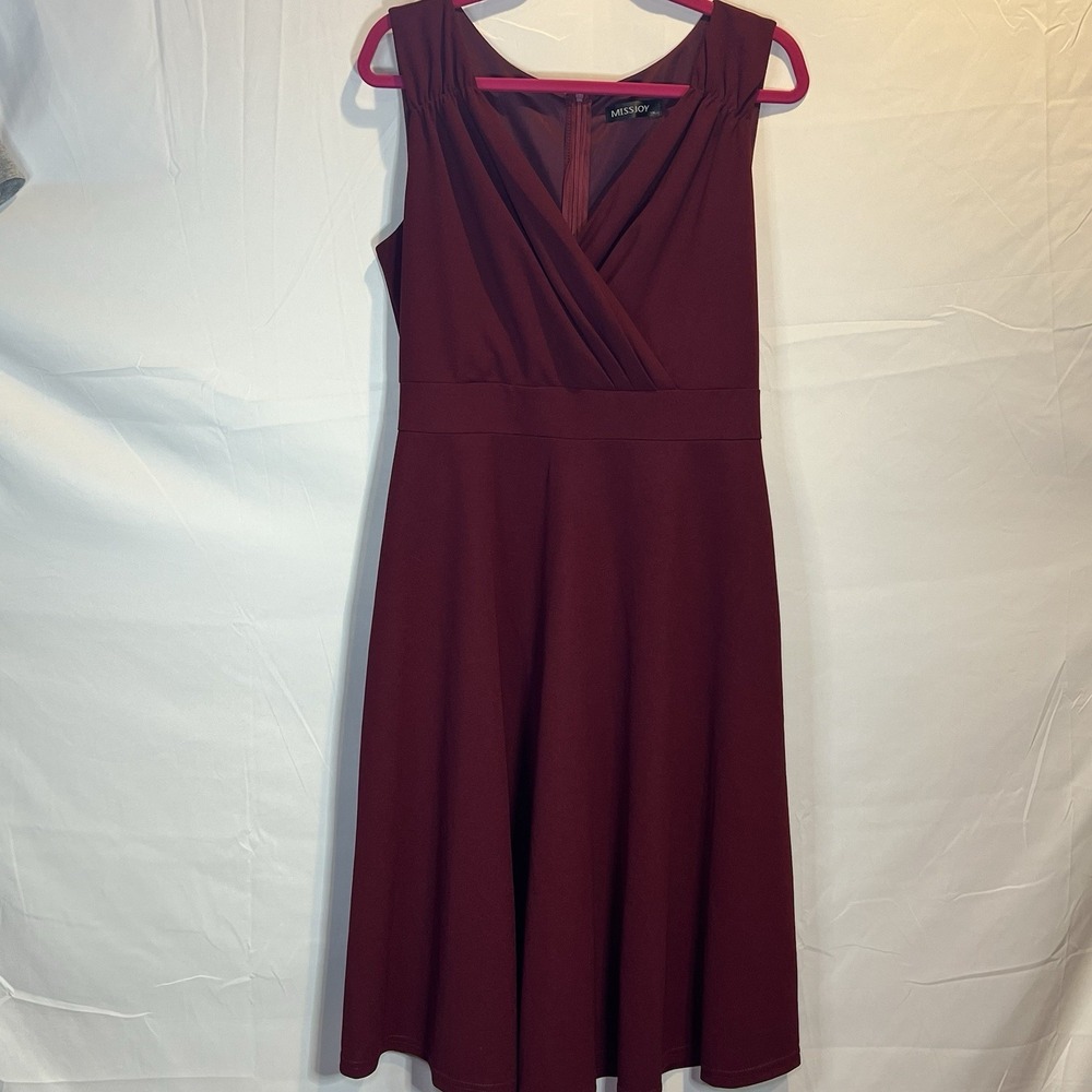 Missjoy Women's‎ XL Flowing Maroon Dress Red Elegant Sleeveless Burgundy Formal